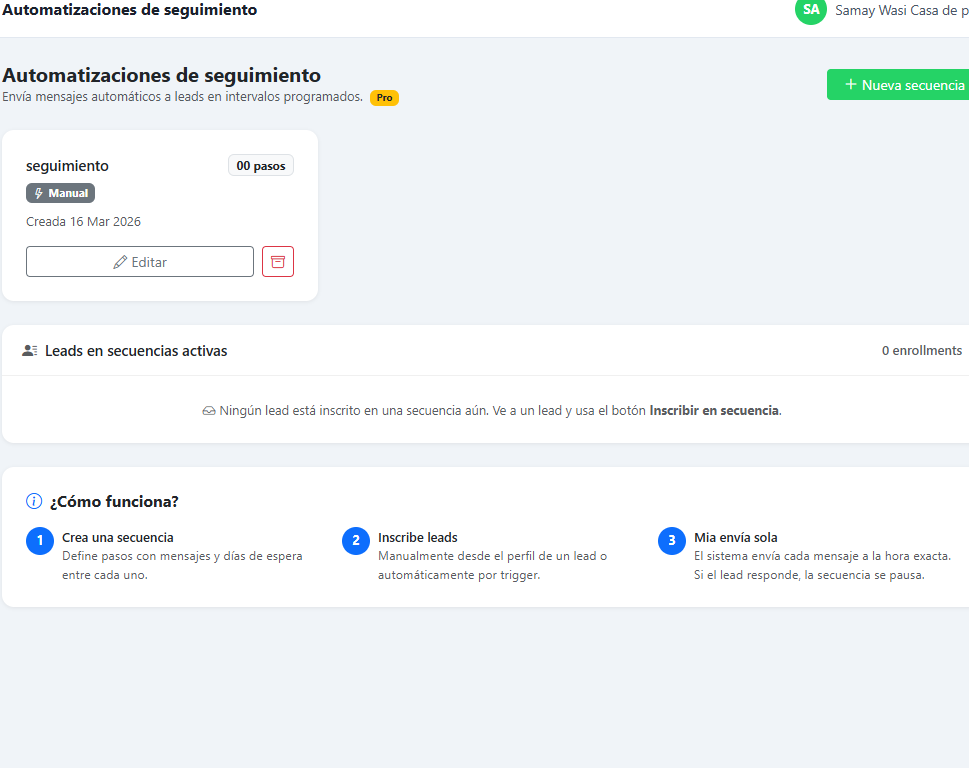 Automatizaciones de seguimiento de leads en Mia